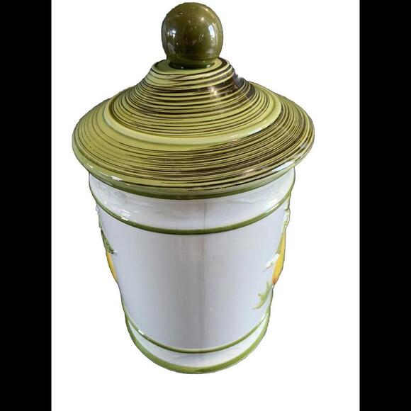 Retro Cookie Jar 6o's 70's Apple Pear Design Art Deco Kitchen Decor Fruit MCM - Picture 6 of 15